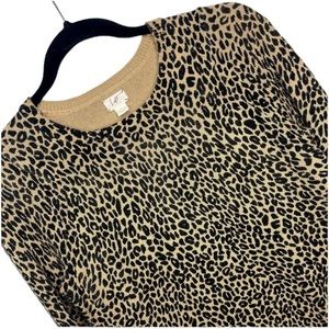 Ann Taylor Loft Leopard Cheetah Print 100% Cotton Pullover Sweater